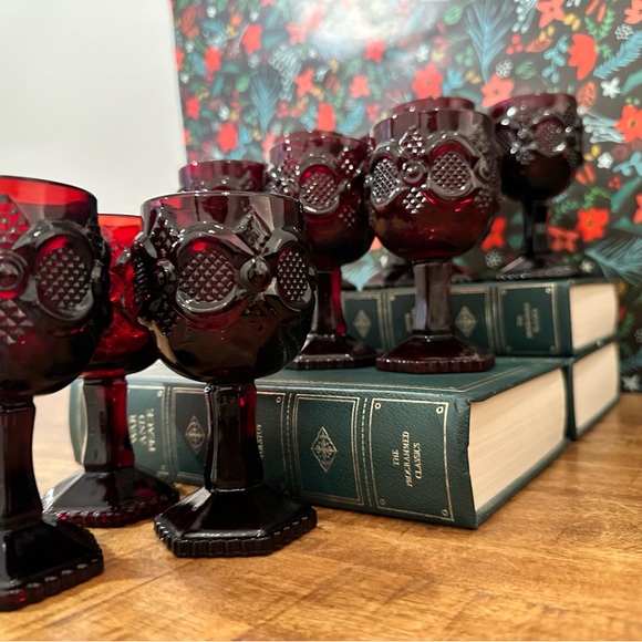 Cape Cod Ruby Wine Glasses by Avon - Picture 3 of 7